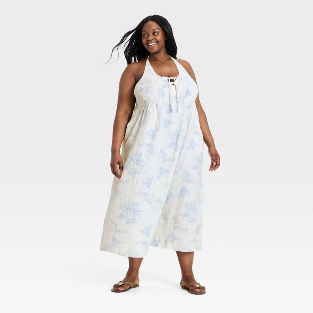 Women's Printed Maxi Sundress - Universal Thread Cream 3X